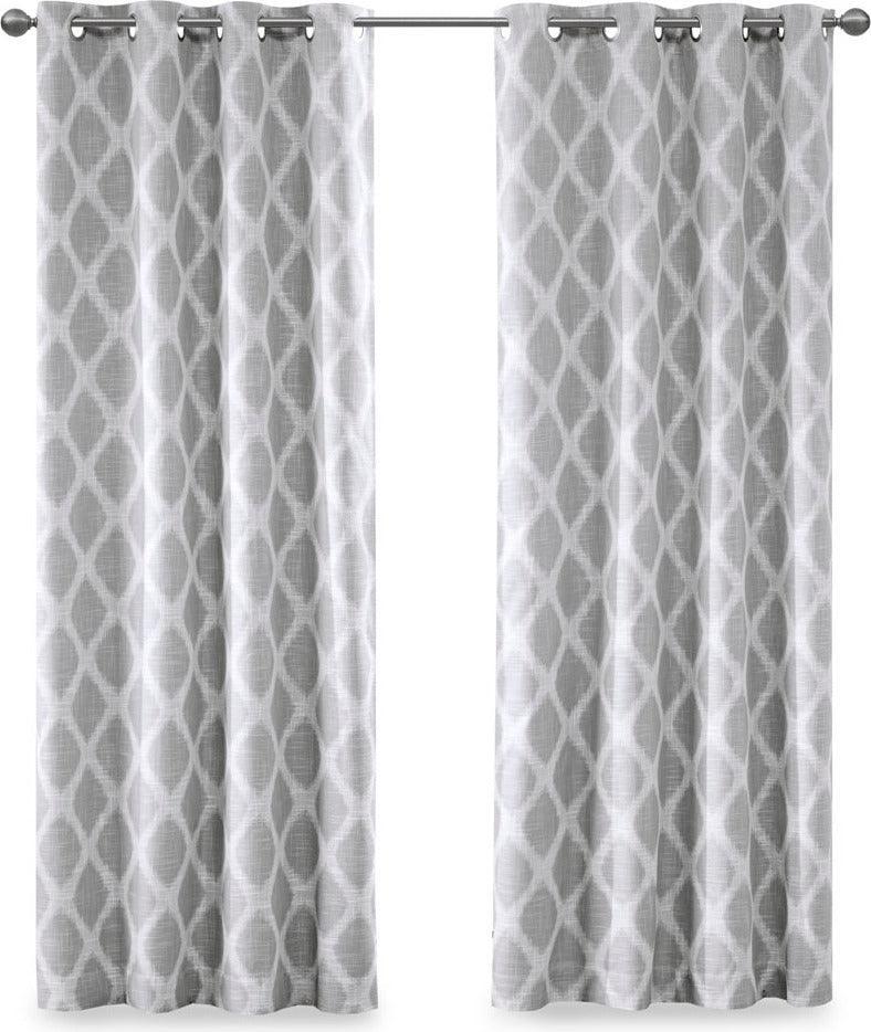 Olliix.com Curtains - Blakesly 95 H Printed Ikat Blackout Panel Gray