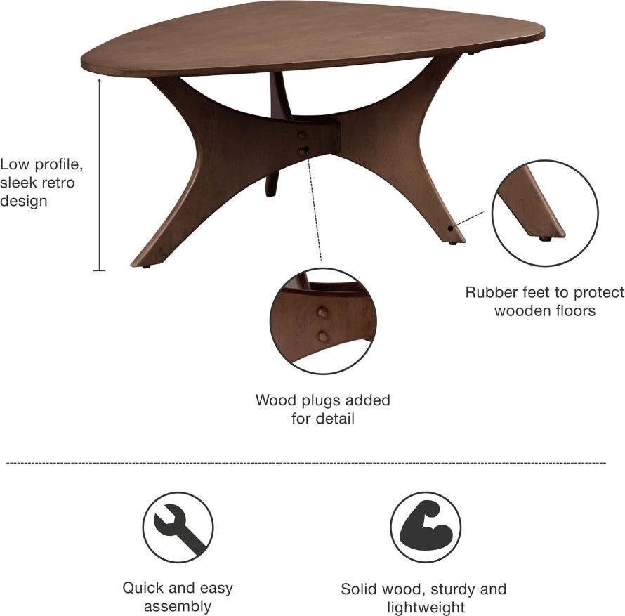 Olliix.com Coffee Tables - Blaze Triangle Wood Coffee table Brown