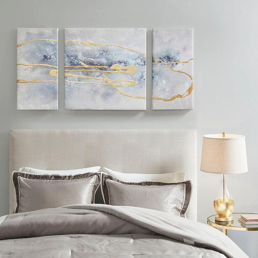 Shop Blue Cosmo 3 Piece Canvas Set Hand Embellished Textured