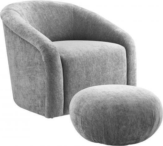 Tov Furniture Living Room Sets - Boboli Grey Chenille Chair + Ottoman Set