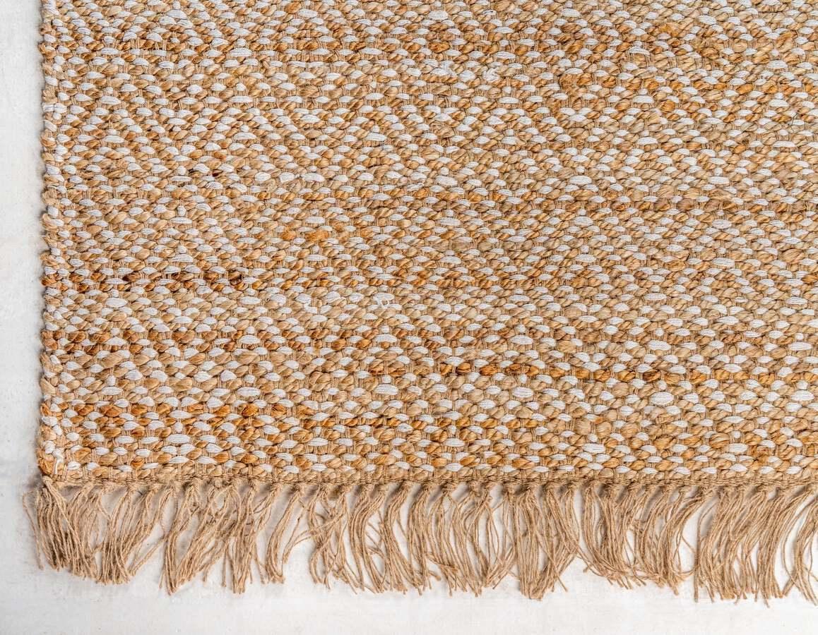 Unique Loom Indoor Rugs - Braided Jute Coastal 10x14 Rectangular Rug Natural/Ivory