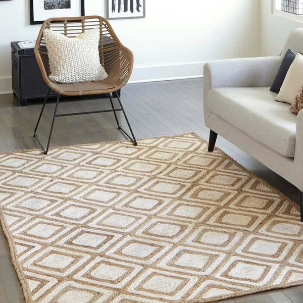 Braided Jute Coastal 8x10 Rectangular Rug Ivory