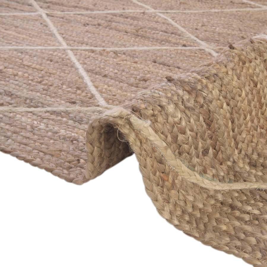 Unique Loom Indoor Rugs - Braided Jute Trellis 8x11 Rectangular Rug Natural/Ivory