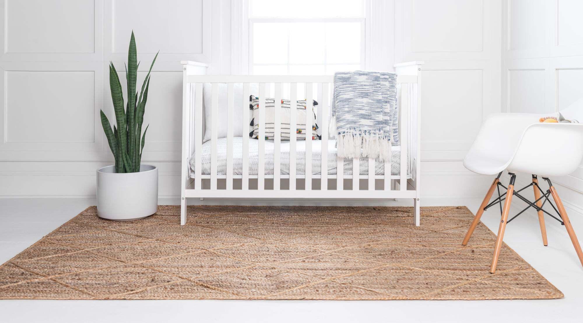 Unique Loom Indoor Rugs - Braided Jute Trellis Geometric Rectangular 8x11 Rug Natural