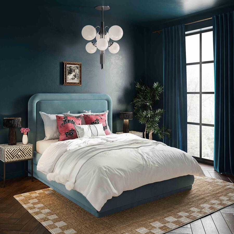 Tov Furniture Beds - Briella Bluestone Velvet Bed in King Bluestone