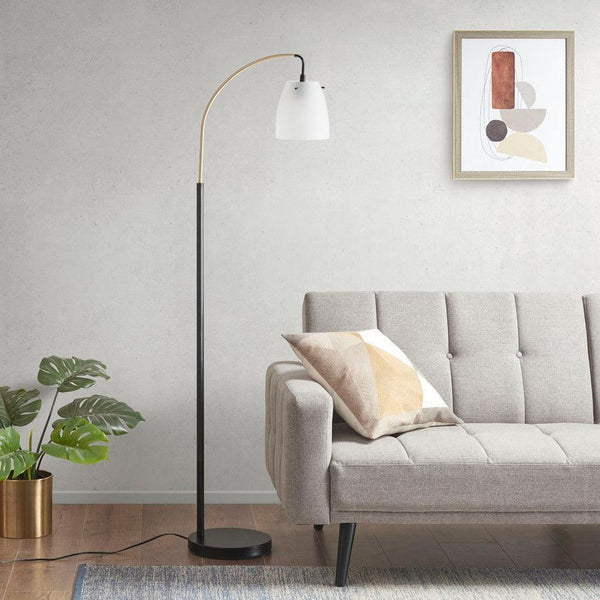 Shop Metal Bamboo Floor Lamp 59.5H Black/Natural, Floor Lamps