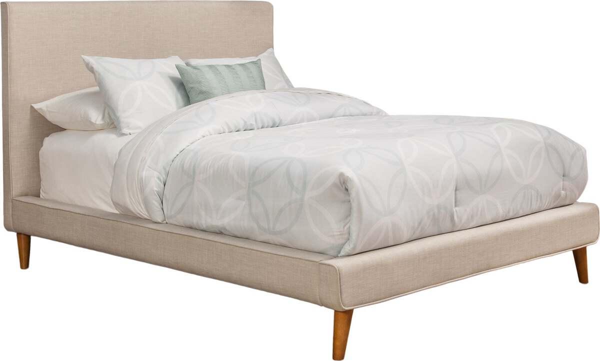 Alpine Furniture Beds - Britney California King Upholstered Platform Bed, Light Grey Linen