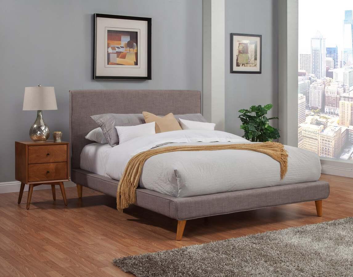 Alpine Furniture Beds - Britney Full Size Upholstered Platform Bed Dark Gray