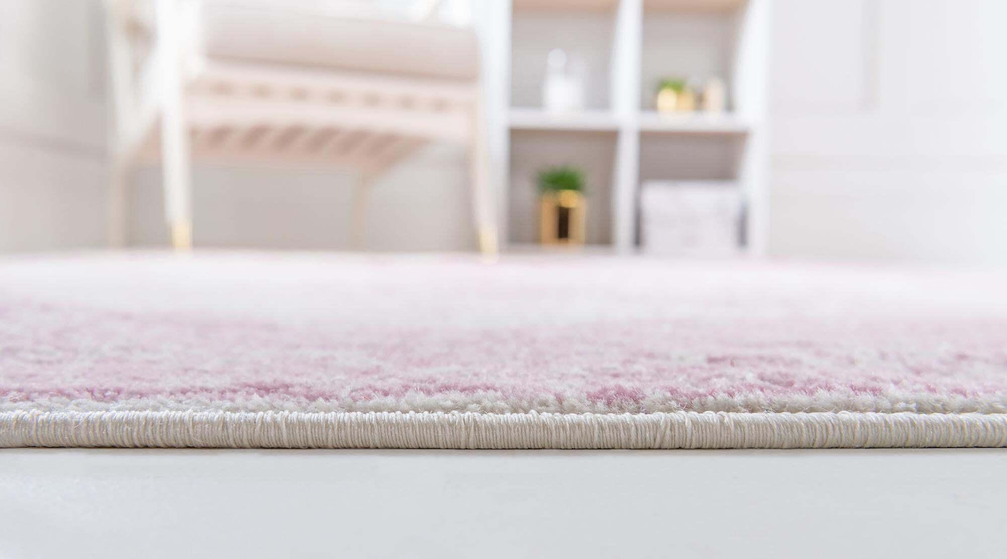 Unique Loom Indoor Rugs - Bromley Medallion Rectangular 9x12 Rug Pink & Ivory