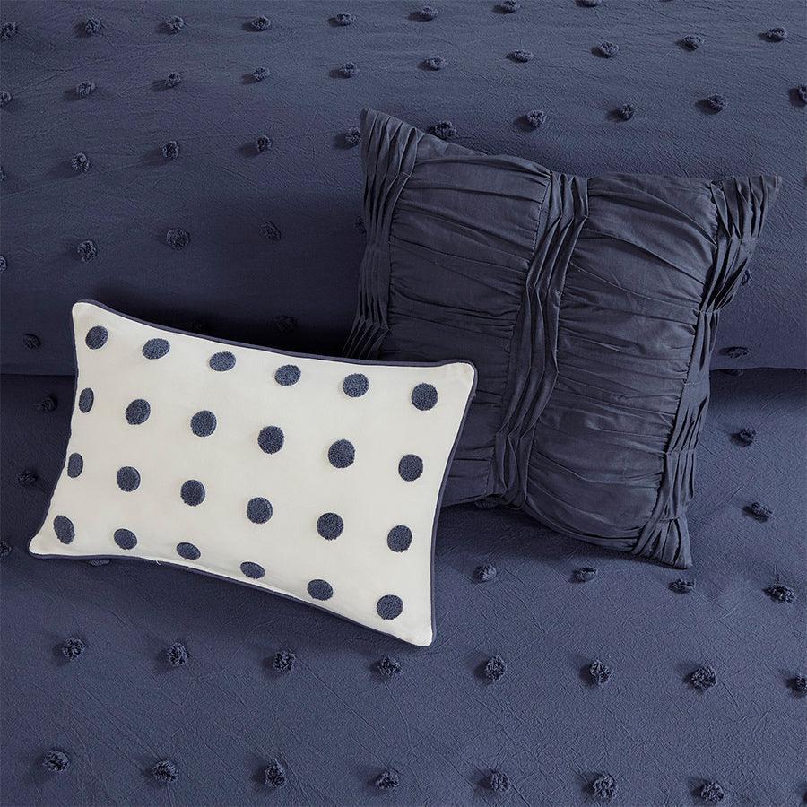 Olliix.com Comforters & Blankets - Brooklyn King/California King Cotton Jacquard Shabby Chic Comforter Set Indigo Blue