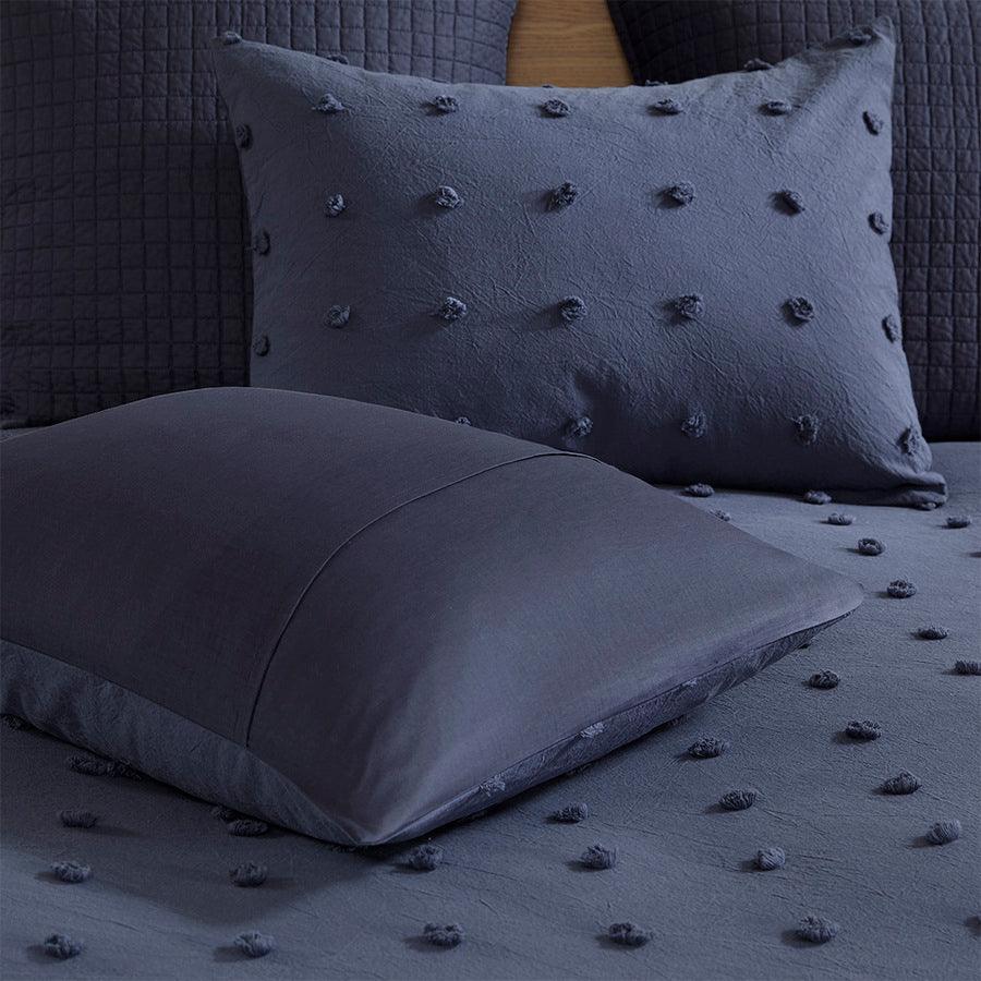 Olliix.com Comforters & Blankets - Brooklyn King/California King Cotton Jacquard Shabby Chic Comforter Set Indigo Blue