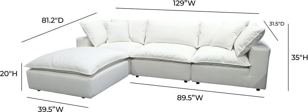 Tov Furniture Sectional Sofas - Cali Pearl Modular 4 Piece Sectional Pearl