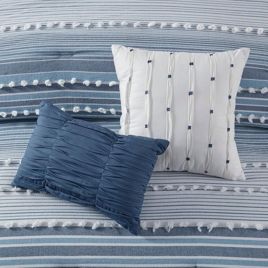 Calum Navy Blue Striped 4-5 pc Comforter Bed Set by Urban Habitat