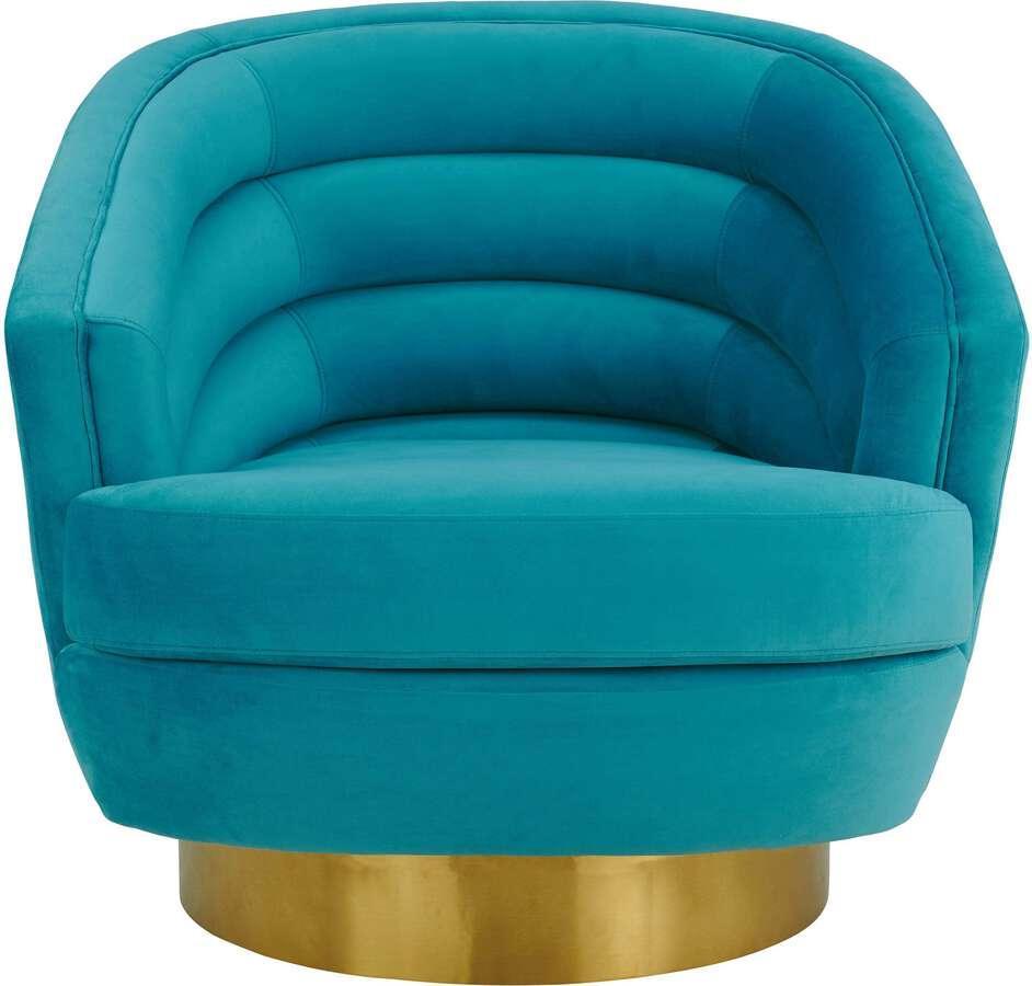 Tov Furniture Accent Chairs - Canyon Blue Velvet Swivel Chair