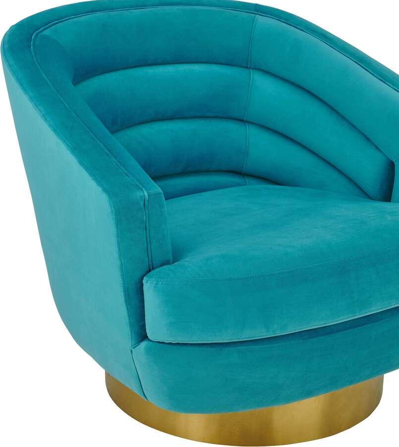 Tov Furniture Accent Chairs - Canyon Blue Velvet Swivel Chair