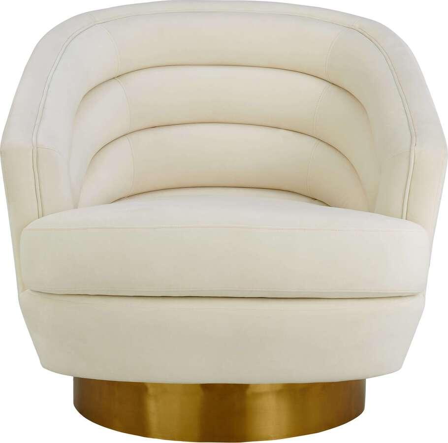 Tov Furniture Accent Chairs - Canyon Cream Velvet Swivel Chair