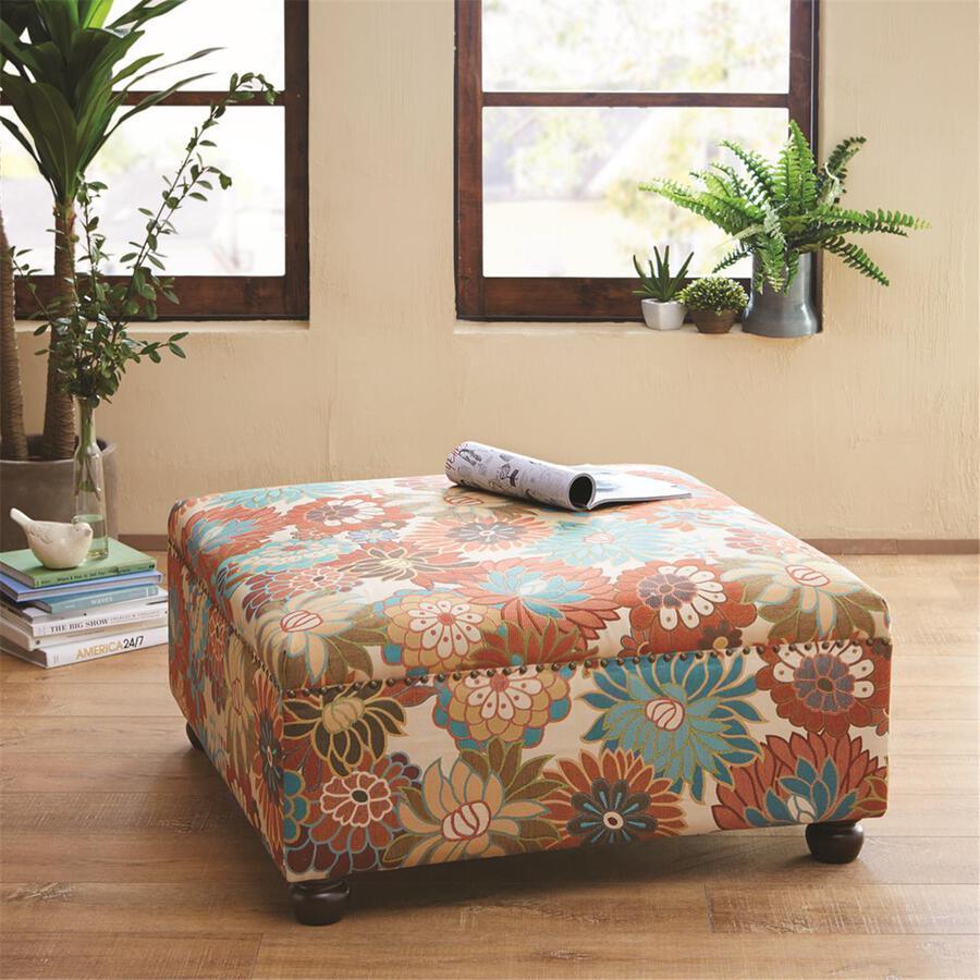 Olliix.com Ottomans & Stools - Carlyle Traditional Cocktail Square Ottoman 36W x 36D x 18H" Multicolor