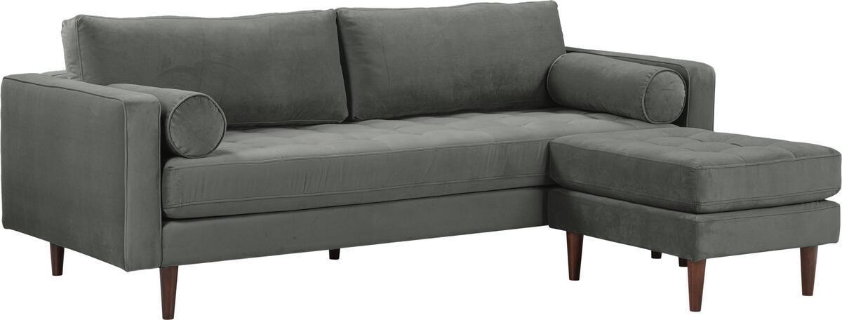 Tov Furniture Sectional Sofas - Cave Ash Gray Velvet Sectional