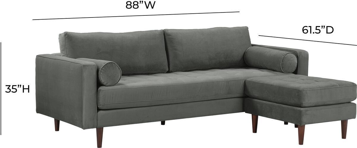 Tov Furniture Sectional Sofas - Cave Ash Gray Velvet Sectional