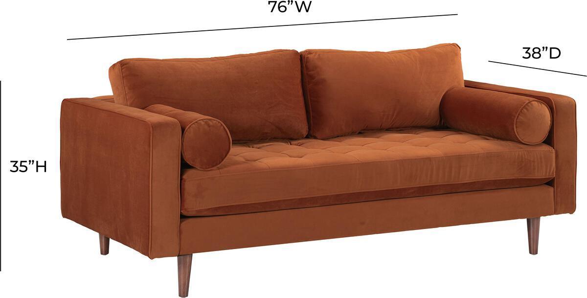 Tov Furniture Loveseats - Cave Burnt Sienna Velvet Loveseat