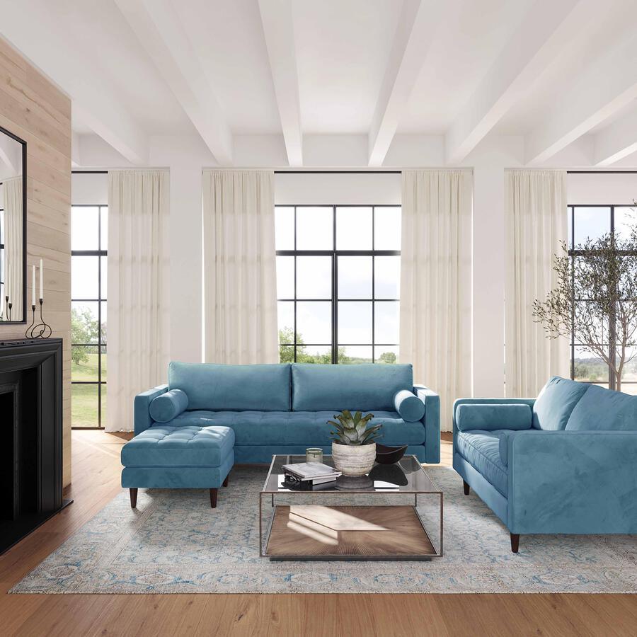 Blue velvet 2024 sofa living room