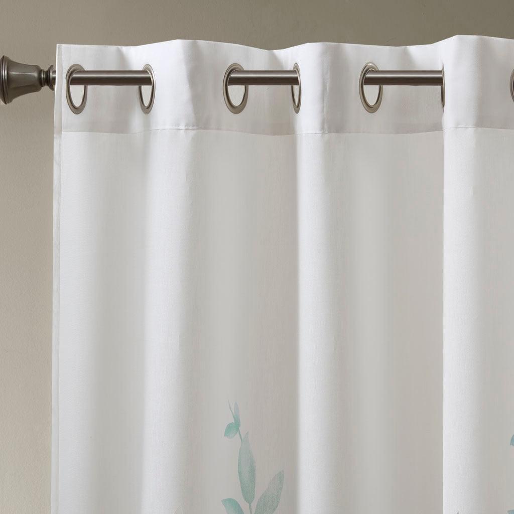 Olliix.com Curtains - Cecily 84" Burnout Printed Window Panel Aqua