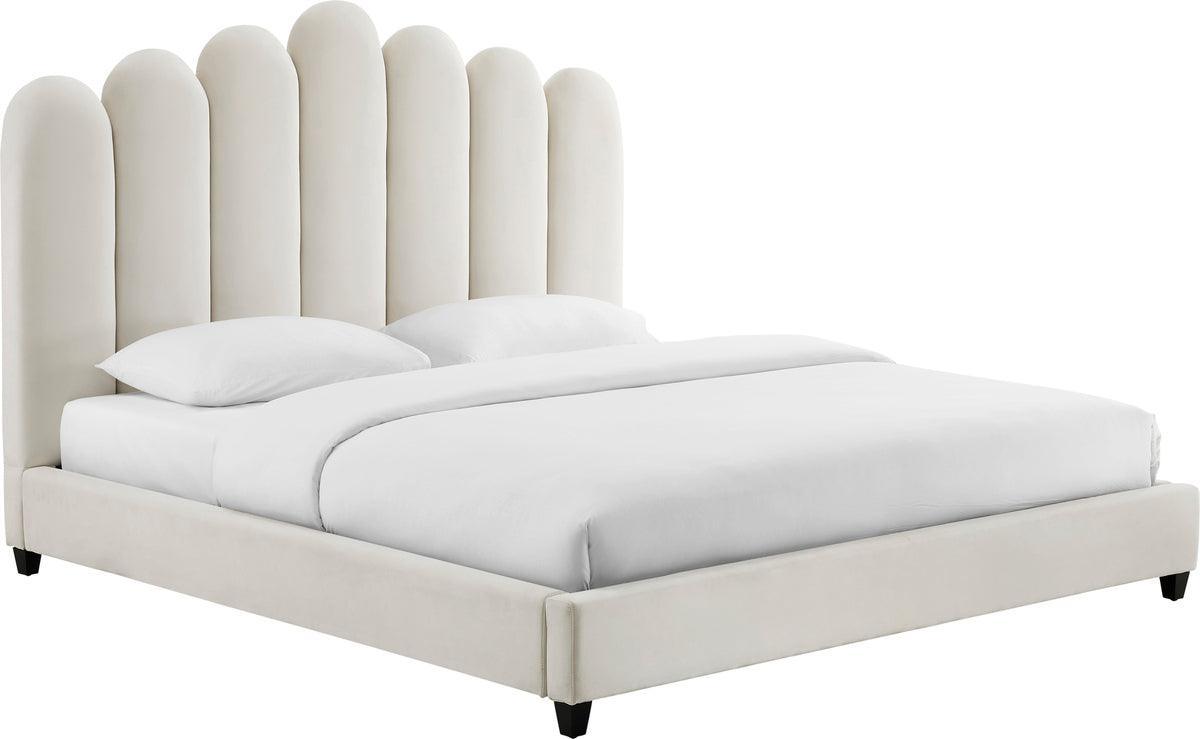 Tov Furniture Beds - Celine Cream Velvet Bed in King Black & Cream