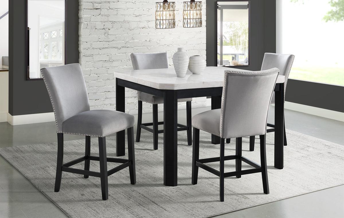 Elements Barstools - Celine Gray Velvet Counter Height Chair Set Gray