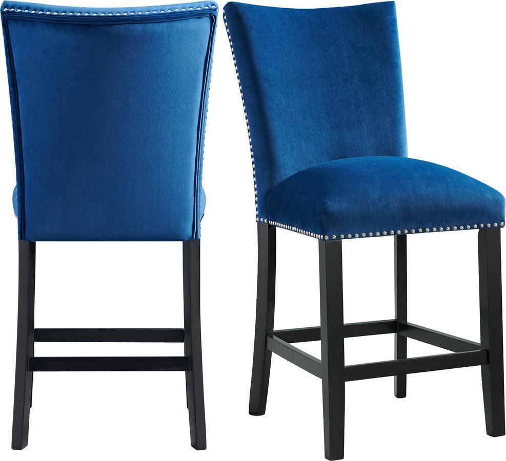 Elements Dining Sets - Celine Square 5 Piece Counter Dining Set- Table & Four Blue Velvet Chairs