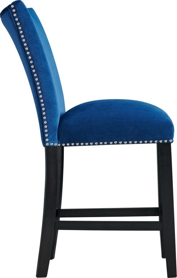 Elements Dining Sets - Celine Square 5 Piece Counter Dining Set- Table & Four Blue Velvet Chairs