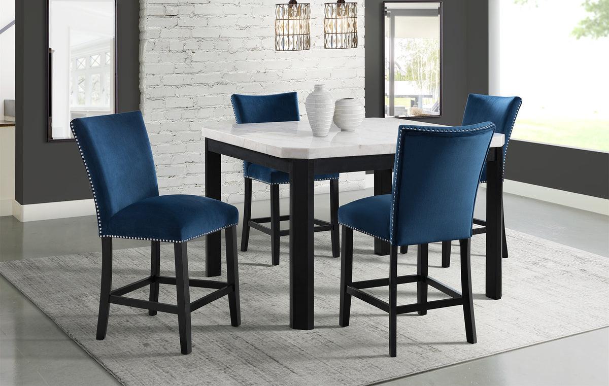 Elements Dining Sets - Celine White 5Pc Counter Height Dining Set Blue