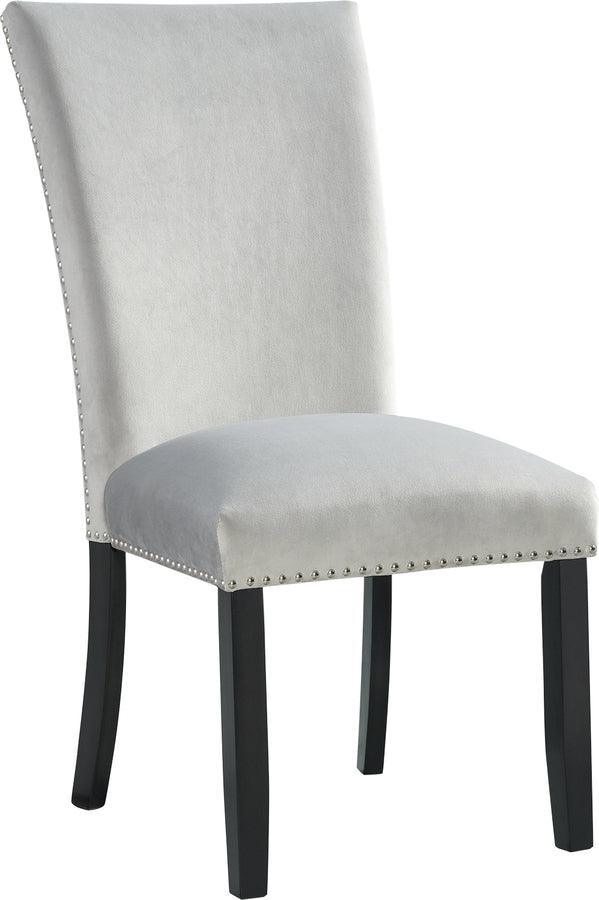 Elements Dining Sets - Celine White Marble 5PC Dining Set-Table & Four Gray Velvet Chairs White &Gray