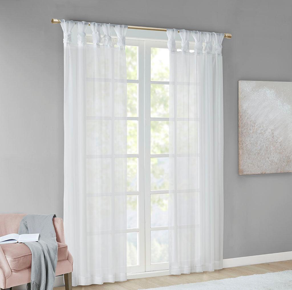 Olliix.com Curtains - Ceres 63" Twist Tab Voile Sheer Window Pair White