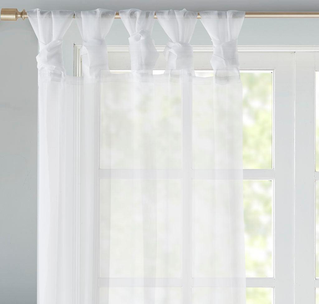 Olliix.com Curtains - Ceres 63" Twist Tab Voile Sheer Window Pair White