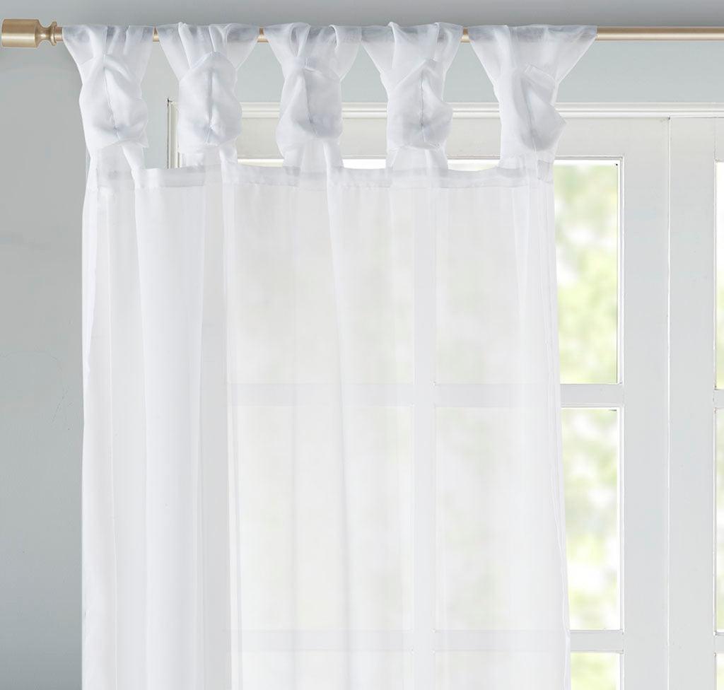 Olliix.com Curtains - Ceres 63" Twist Tab Voile Sheer Window Pair White