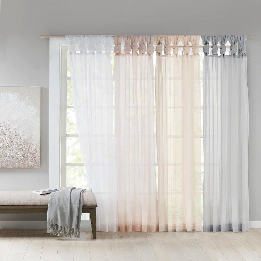 Olliix.com Curtains - Ceres 63" Twist Tab Voile Sheer Window Pair White