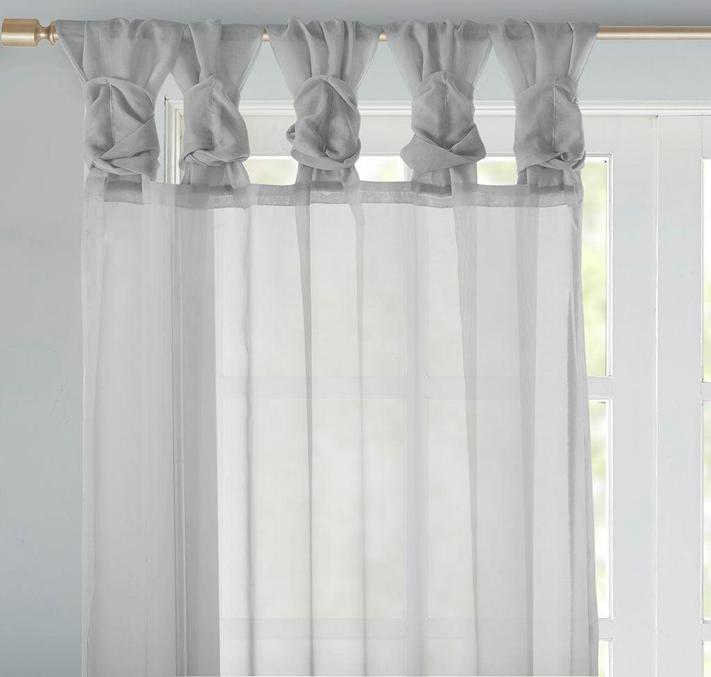 Olliix.com Curtains - Ceres 84" Twist Tab Voile Sheer Window Pair Light Gray