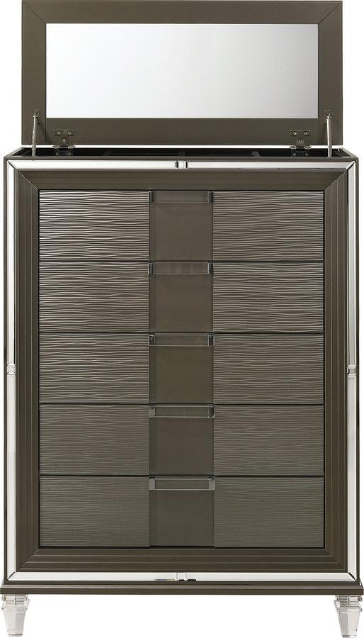 Elements Chest of Drawers - Charlotte 5-Drawer Flip-Top Chest Copper