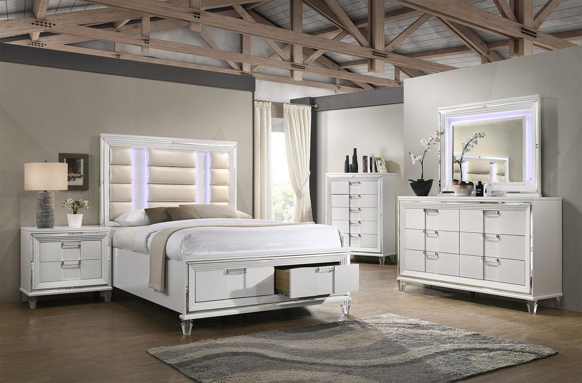 Elements Bedroom Sets - Charlotte Queen Storage 3 Piece Bedroom Set in White