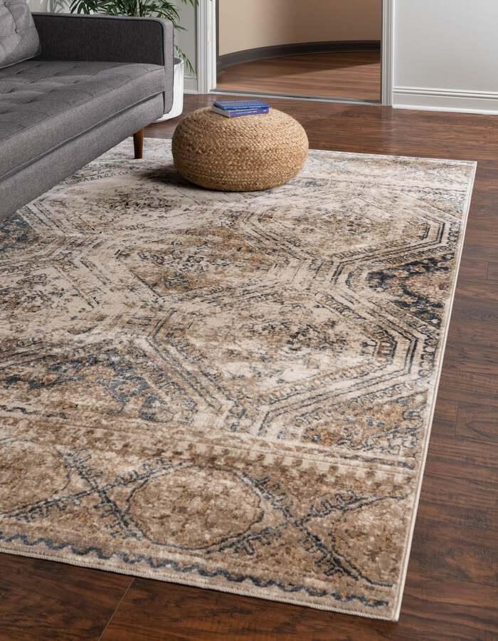 Unique Loom Indoor Rugs - Chateau Urban 10x14 Rectangular Rug Beige