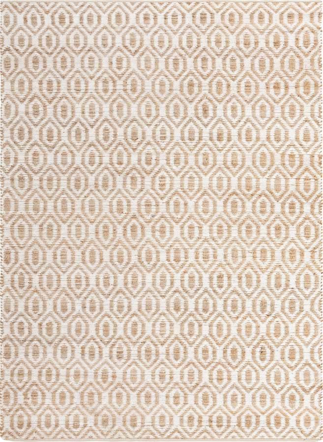 Unique Loom Indoor Rugs - Chindi Jute Contemporary 10x14 Rectangular Rug White/Natural