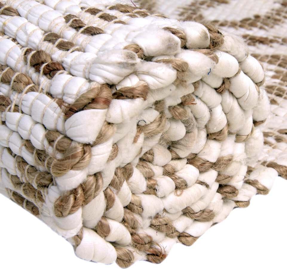 Unique Loom Indoor Rugs - Chindi Jute Contemporary 9x12 Rectangular Rug White/Natural