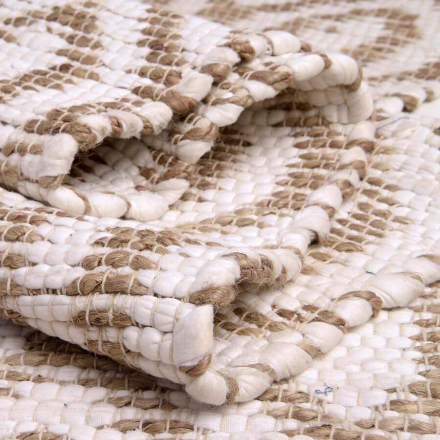 Unique Loom Indoor Rugs - Chindi Jute Contemporary 9x12 Rectangular Rug White/Natural