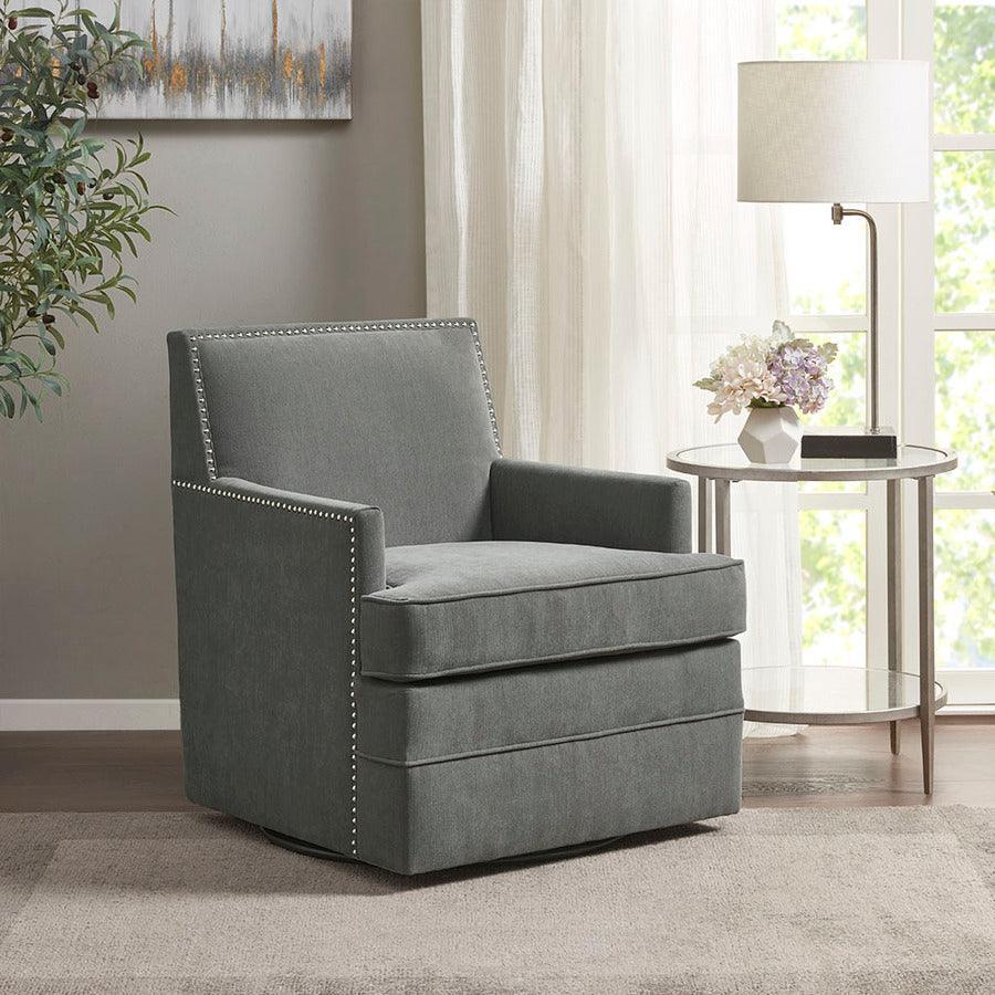 Olliix.com Accent Chairs - Circa Upholstered Swivel Chair Gray