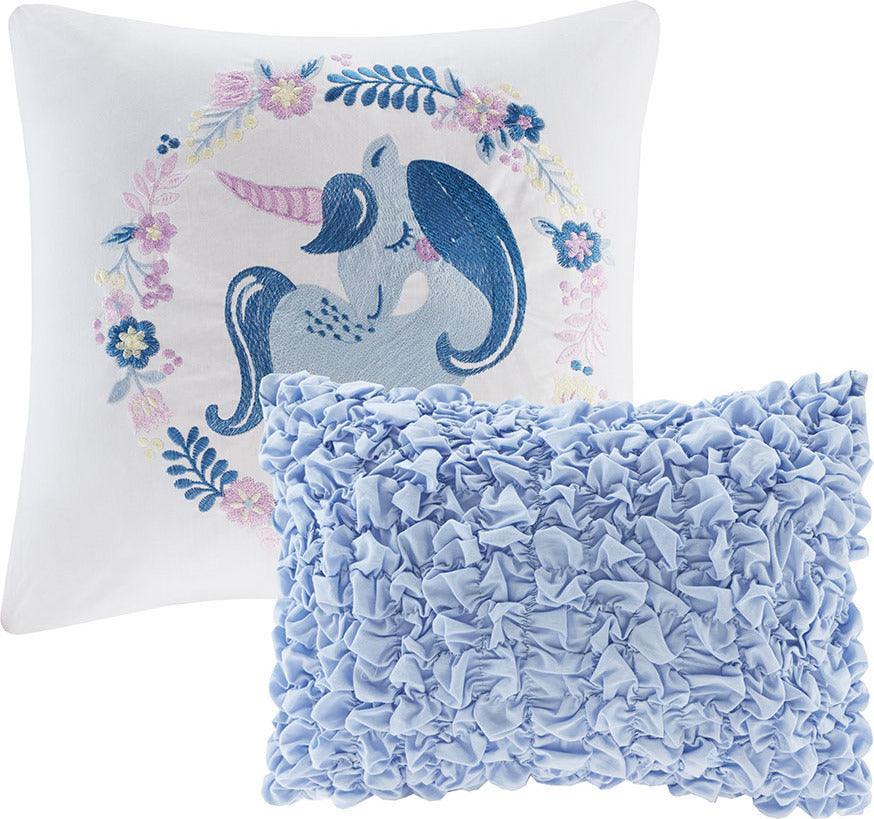 Olliix.com Comforters & Blankets - Cloud Full/Queen Cotton Reversible Coverlet Set Blue