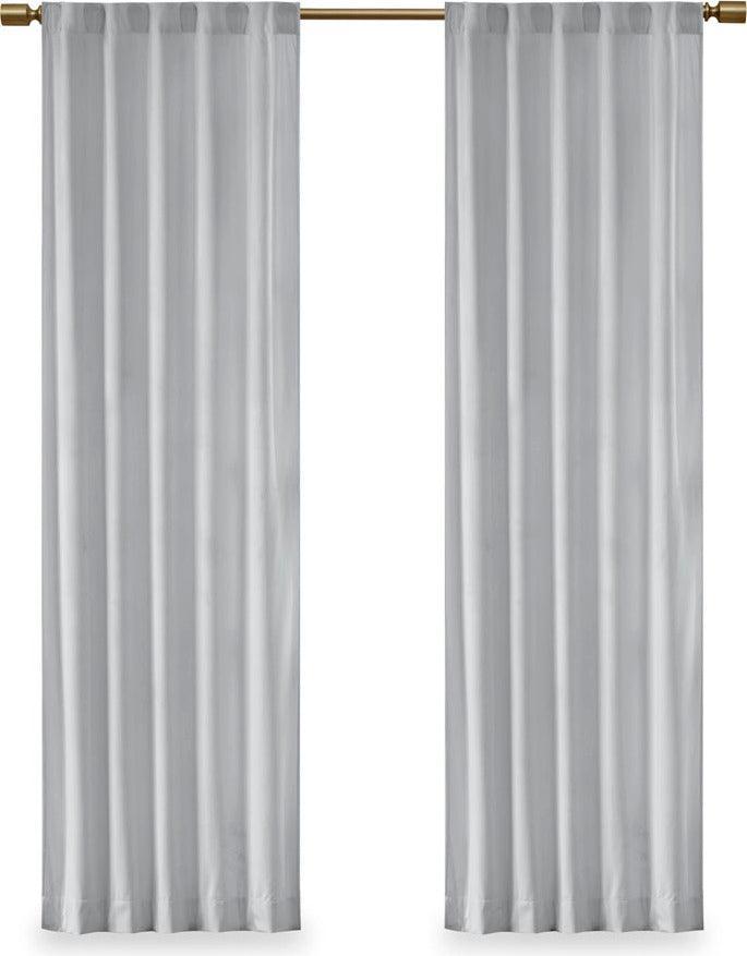 Olliix.com Curtains - Colt 84" Room Darkening Poly Velvet Rod Pocket Back Tab Window Panel Pair Light Gray