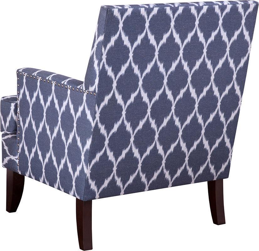 Olliix.com Accent Chairs - Colton Track Arm Club Chair Blue & White