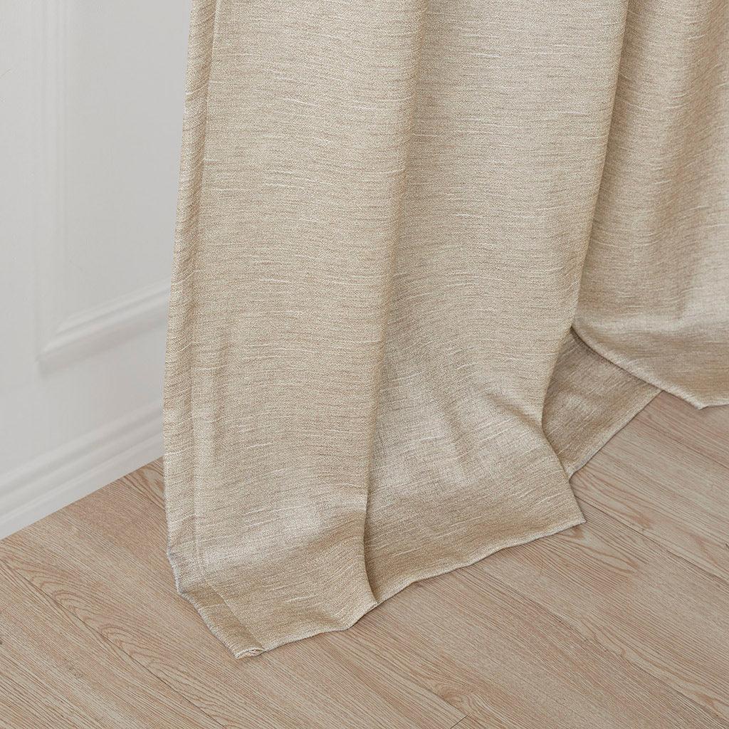 Olliix.com Curtains - Como 84 H Tonal Printed Faux Silk Total Blackout Window Panel Pair Taupe