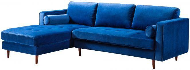 Tov Furniture Sectional Sofas - Como Navy Velvet Sectional LAF