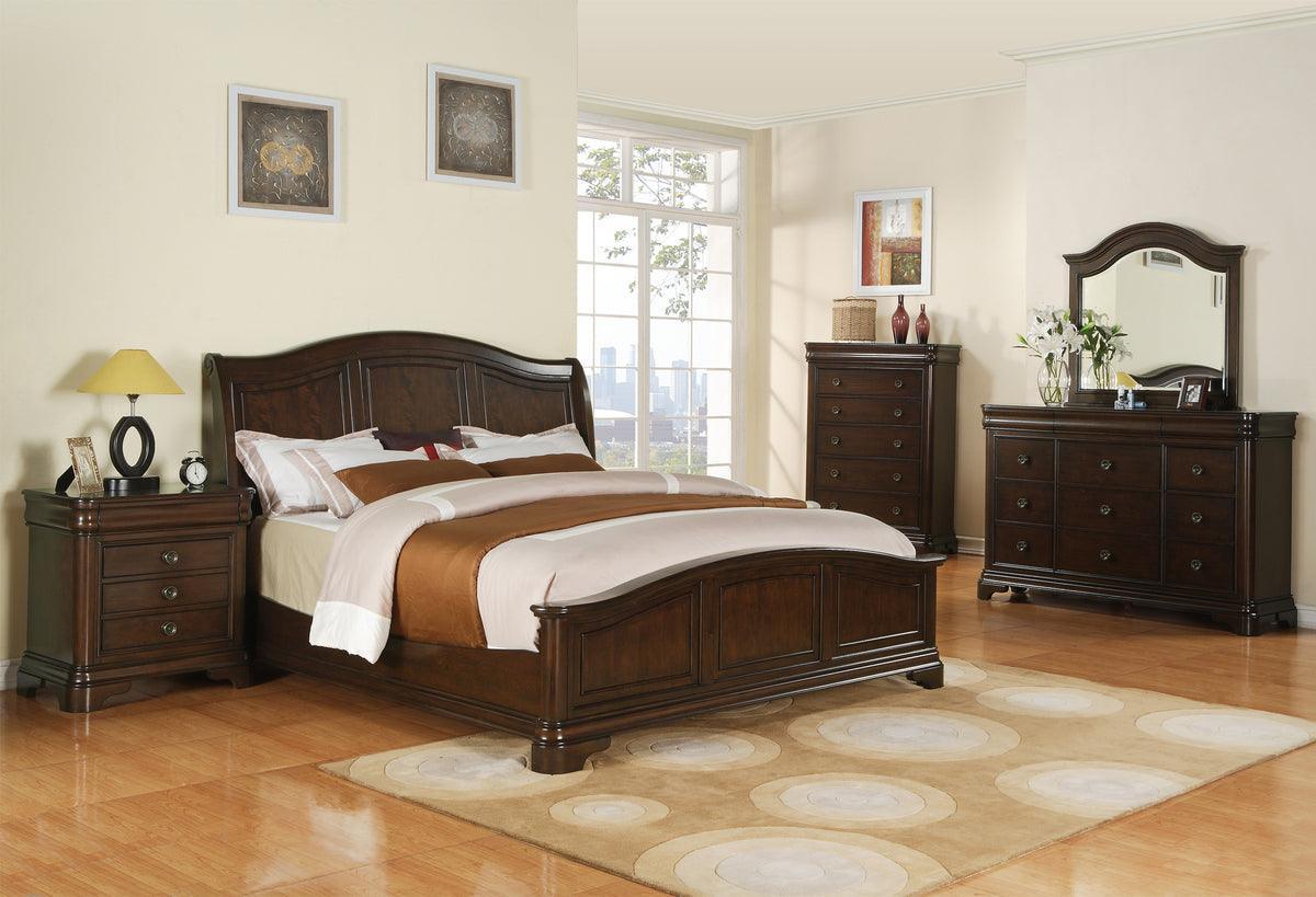 Elements Bedroom Sets - Conley Cherry King Panel 4PC Bedroom Set Cherry